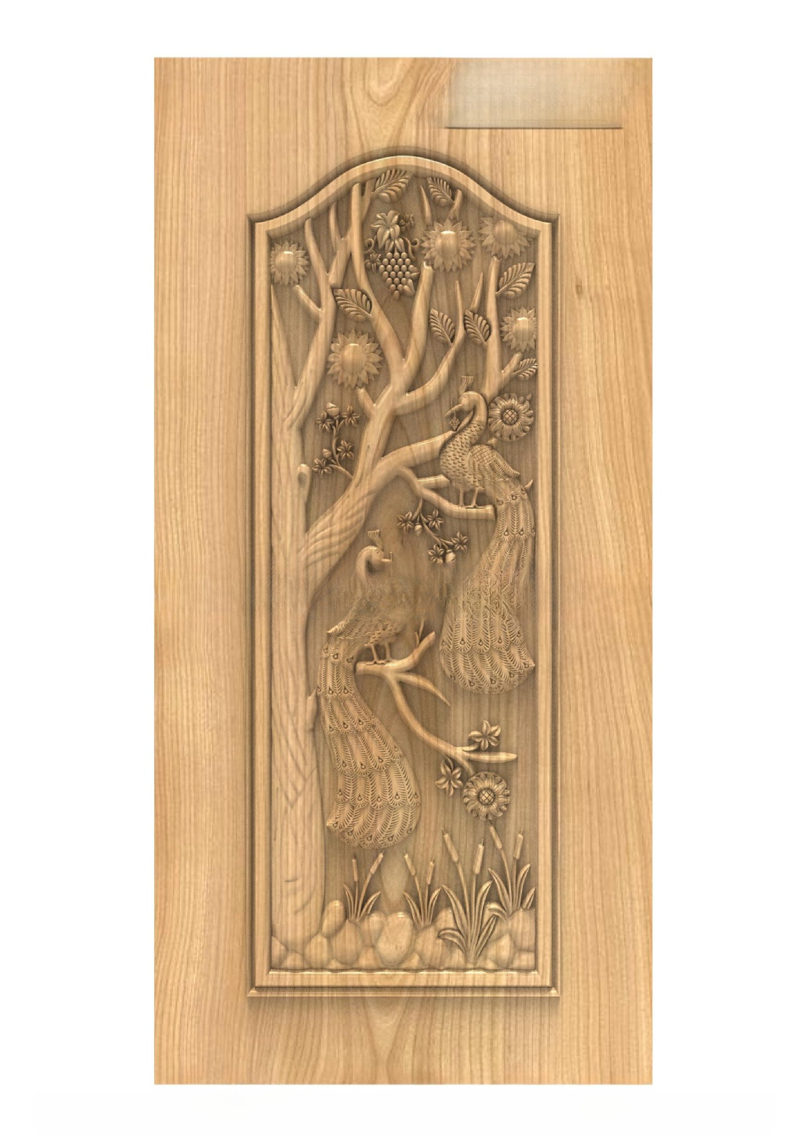 GSK DELITE DOORS - DL-52 Peacock and Nature Landscape 3D Relief Carving Model